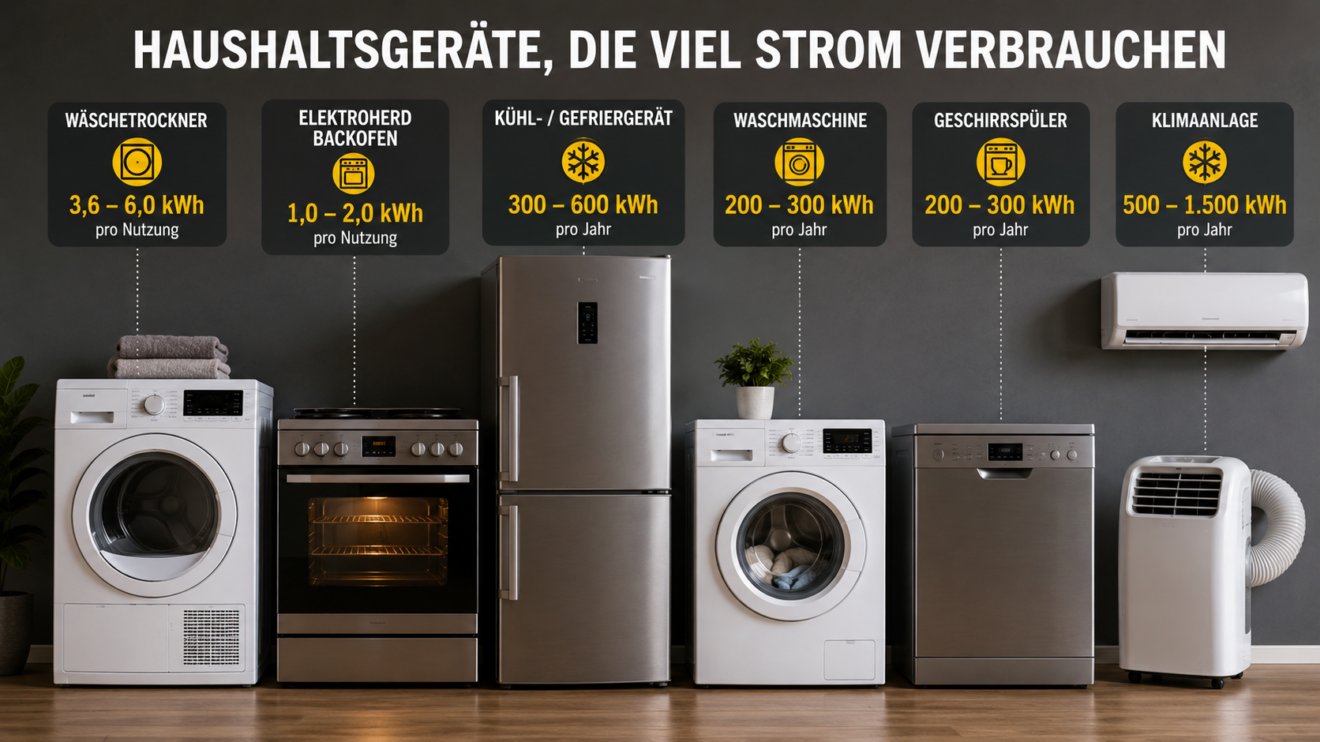 Haushaltsgeräte, hoher Stromverbrauch zu Hause